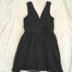 Black V- neck A-line dress